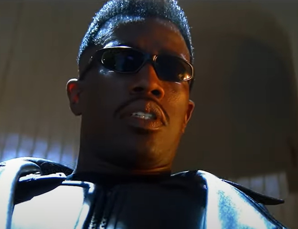 A visually captivating still taken from a pivotal moment in the film Blade (1998)