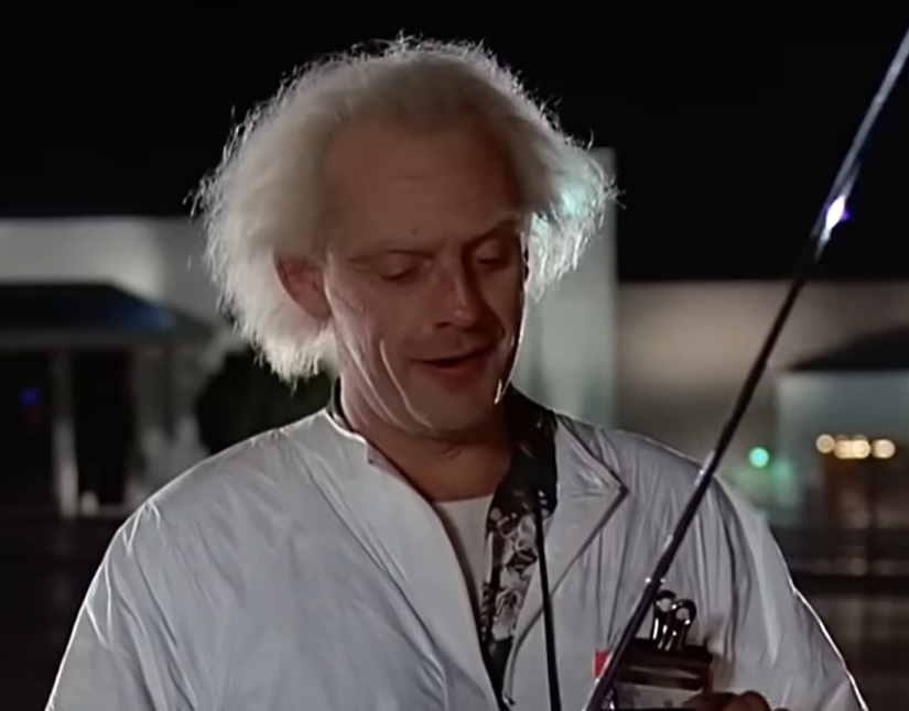 A visually captivating still taken from a pivotal moment in the film Back to the Future (1985)