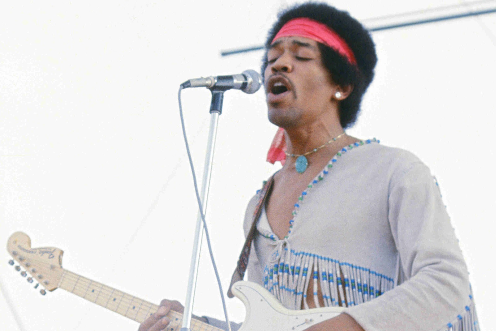 American musician Jimi Hendrix performs on stage - 1969