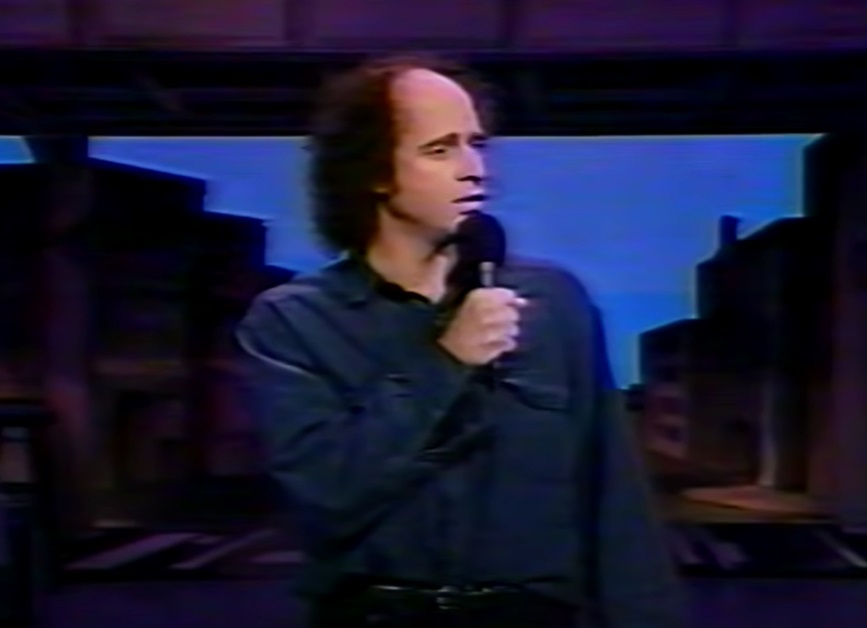 A visually captivating still taken from a pivotal moment in the television show Late Night with David Letterman (1982-1993)