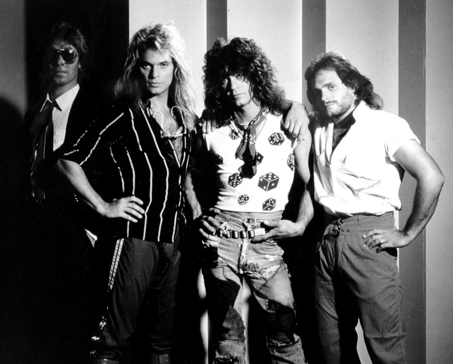 Promotional image of rock band Van Halen taken in 1984.
