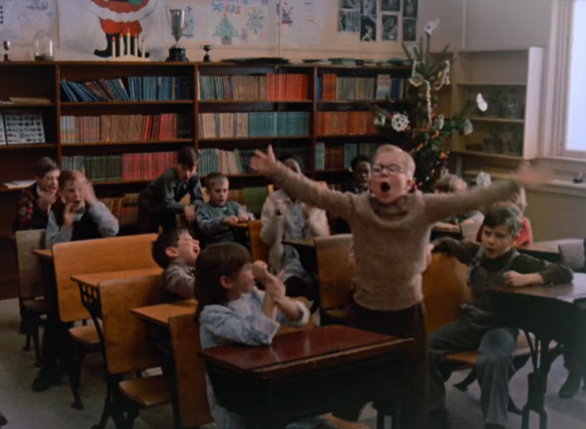 A visually captivating still taken from a pivotal moment in the film A Christmas Story (1983)