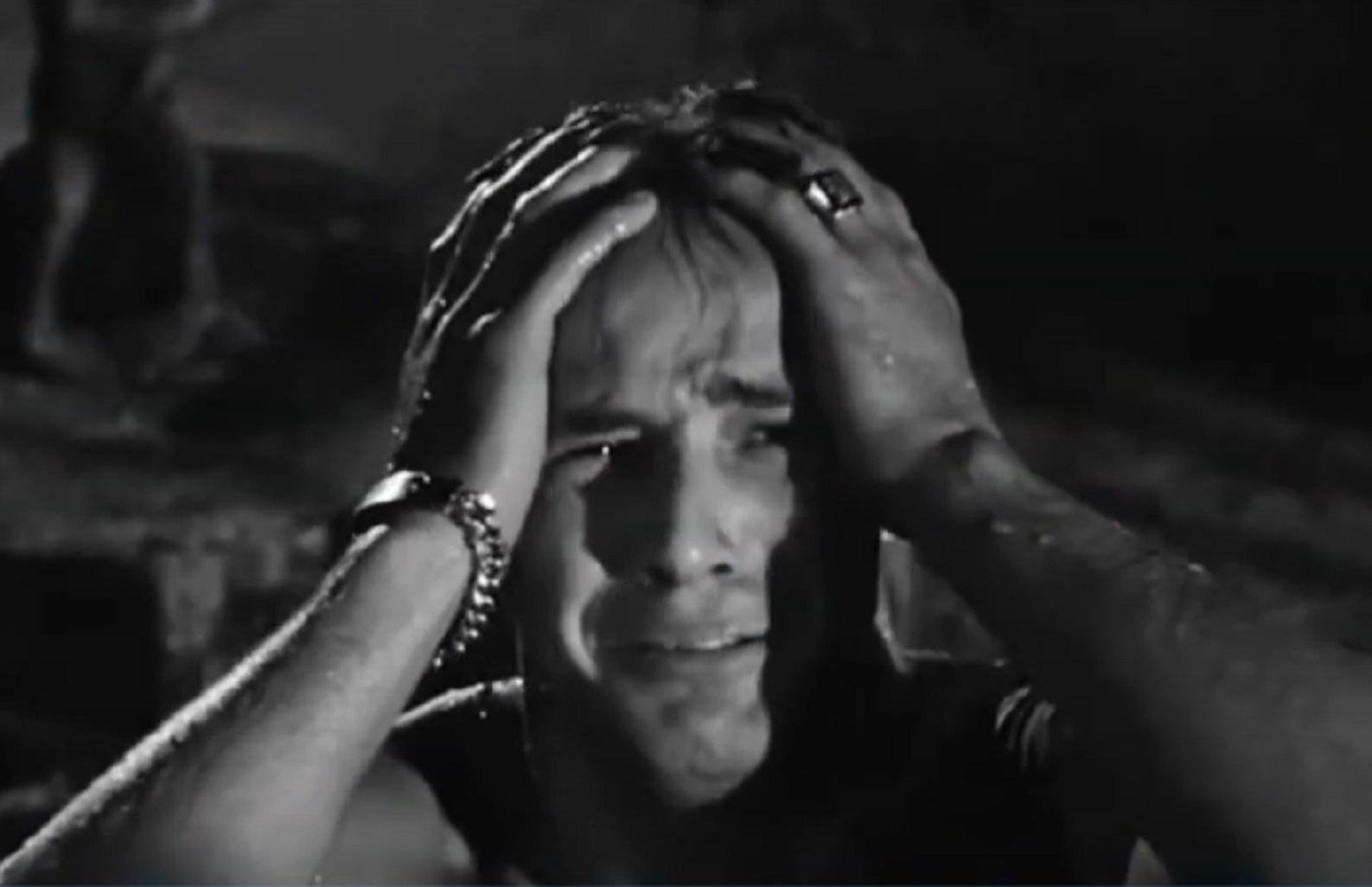 Screenshot of Marlon Brando yelling - from A Streetcar Named Desire (1951)