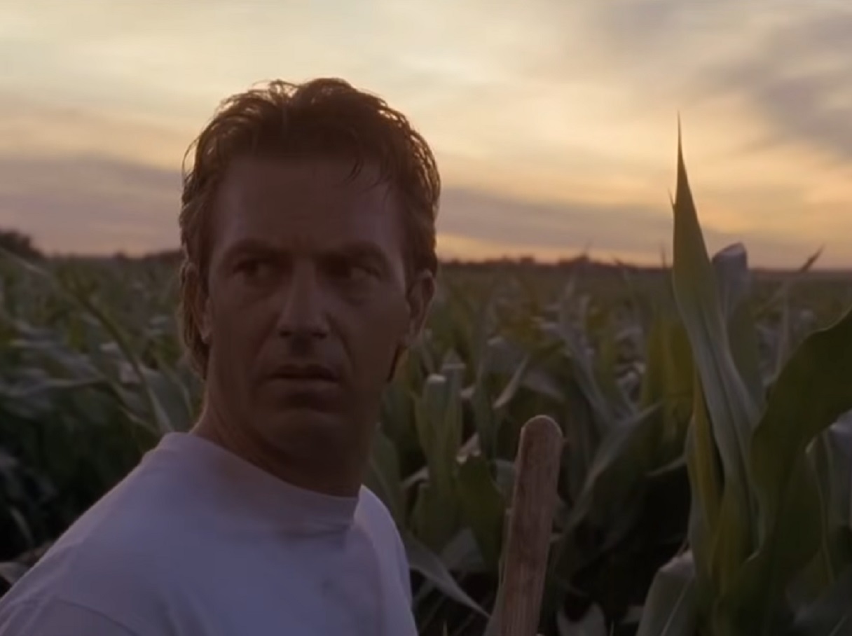 Screenshot of Kevin Costner looking back - from Field of Dreams (1989)