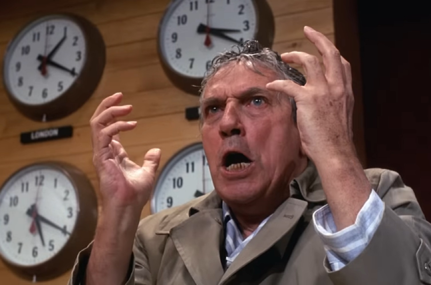 Screenshot of Peter Finch yelling - from Network (1976)