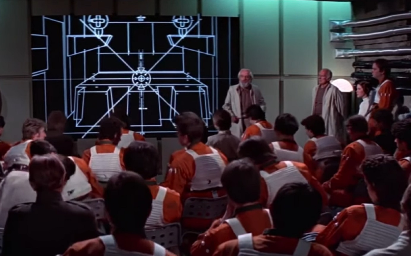 Screenshot of soldiers before battle - from  Star Wars (1977)