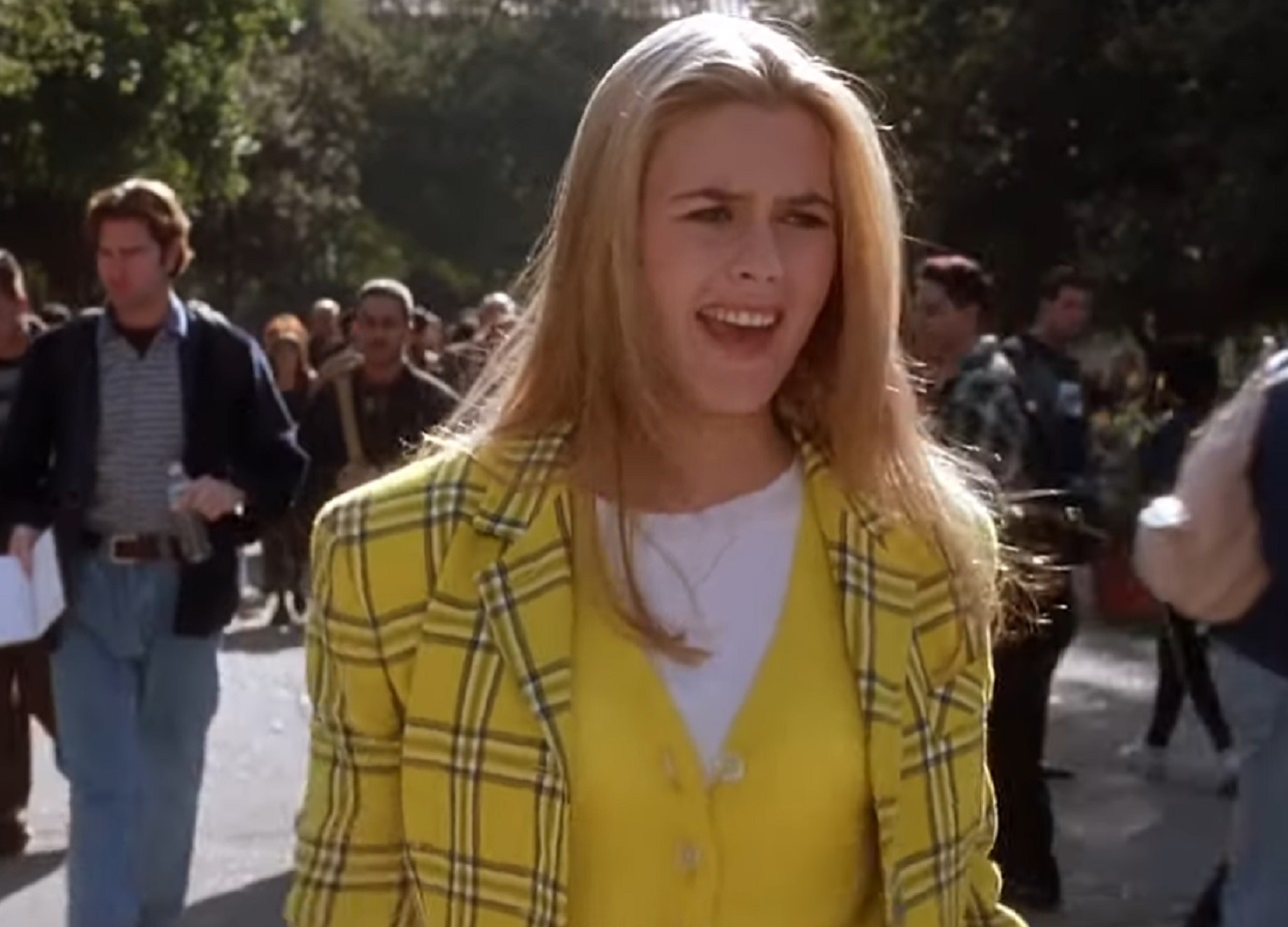 Screenshot of Alicia Silverstone looking at front and talking - from Clueless (1995)