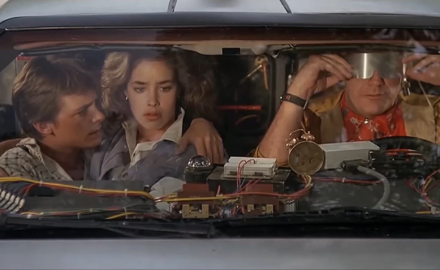 Screenshot of Michael J. Fox, Lea Thompson and Christopher Lloyd - from Back to the Future (1985)