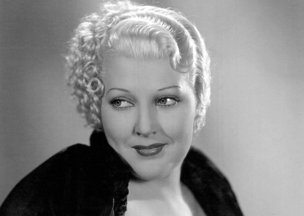 Photo of actress Thelma Todd in black