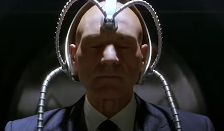 portrait of man sitting on a futuristic chair machine