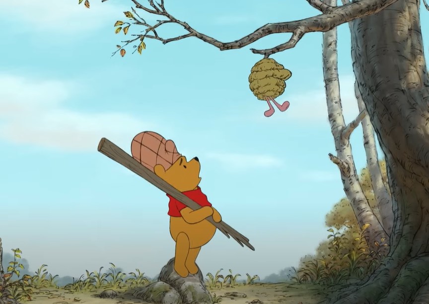 Winnie the Pooh trying to steal honey