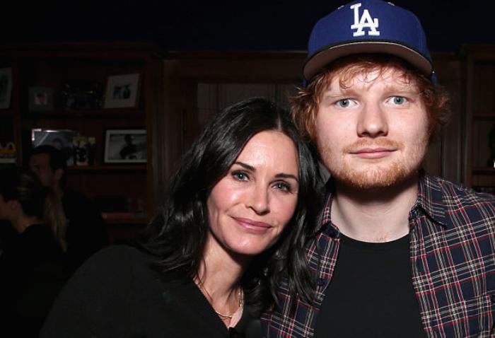 Actress Courteney Cox, recording artist Ed Sheeran