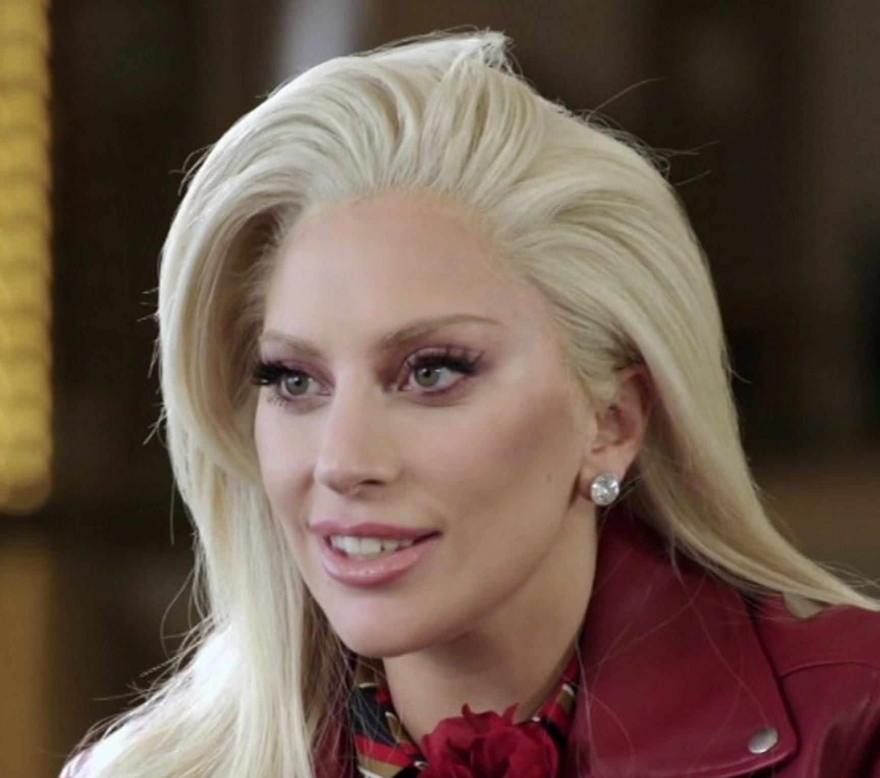 Portrait Photo of Lady Gaga wearing a red dress