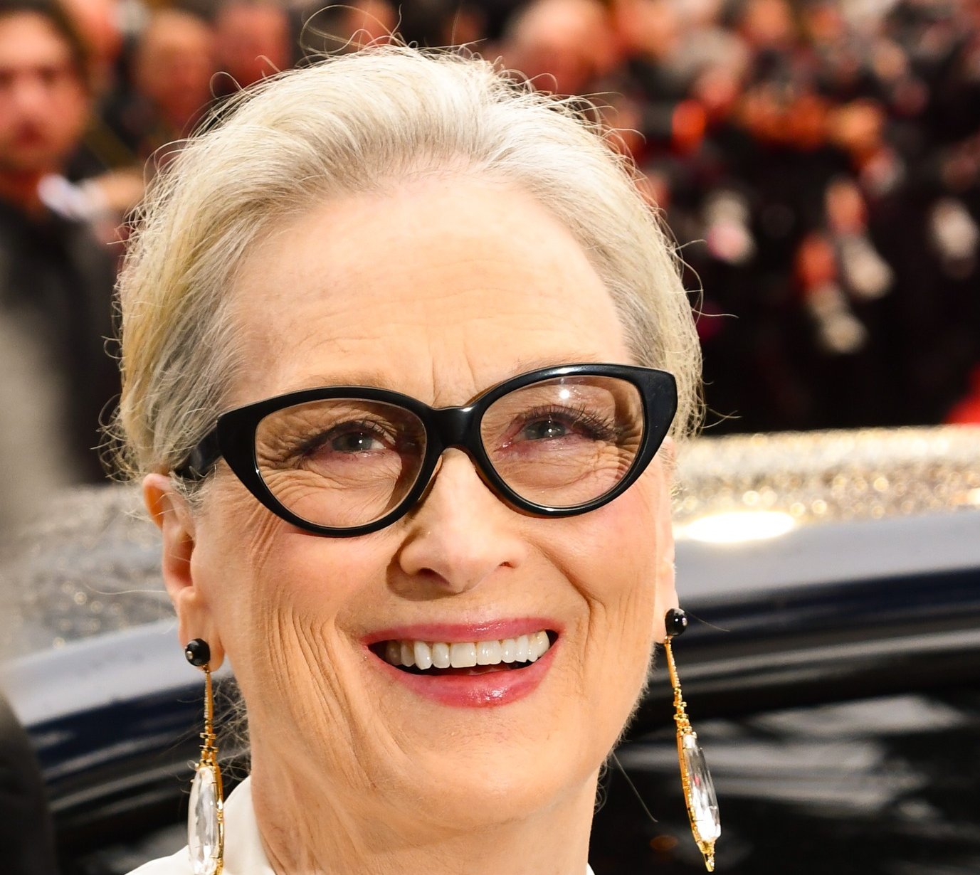 Portrait Photo of the Actress Meryl Streep with black eyeglasses