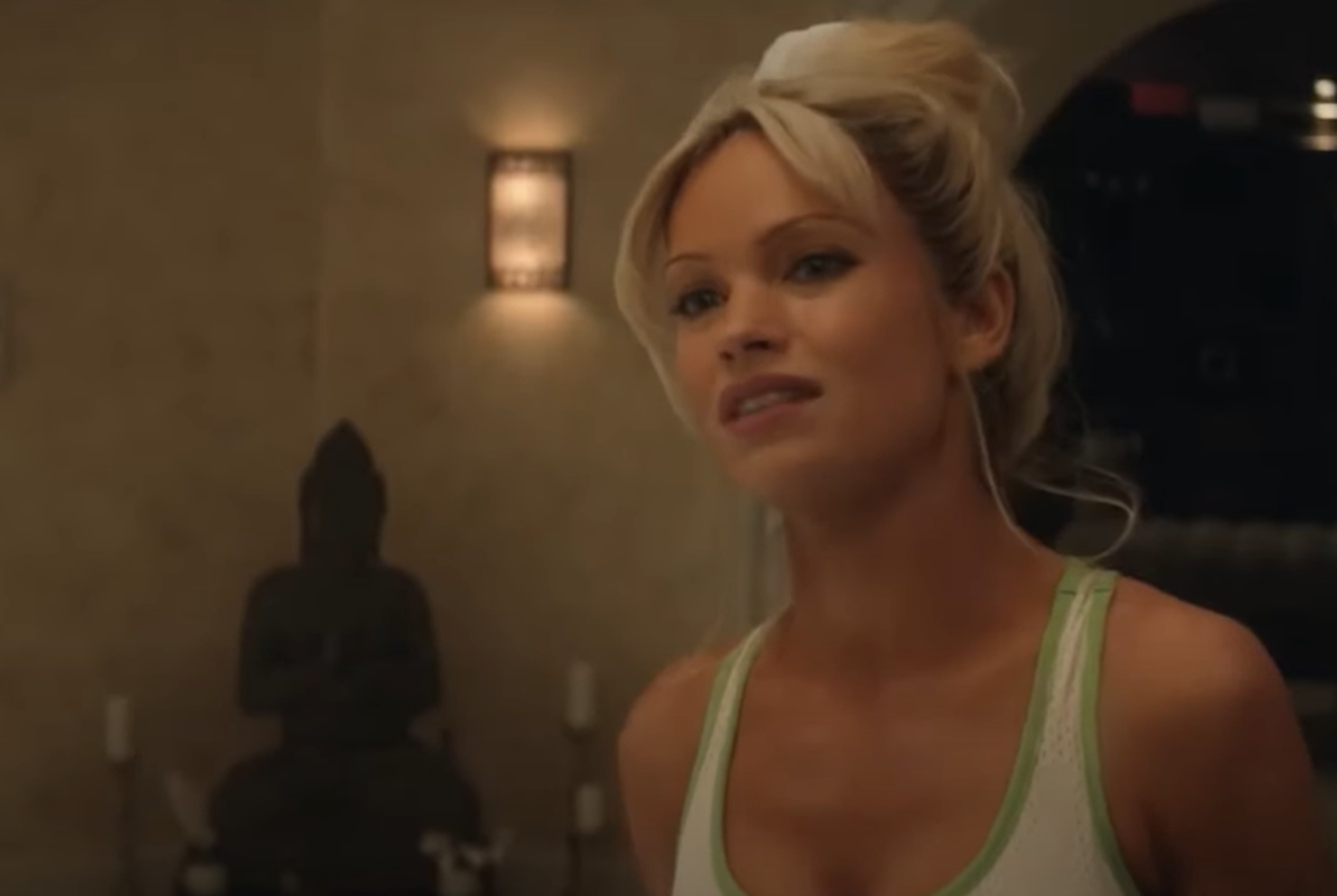 Screenshot of Lily James as Pamela Anderson - from Pam & Tommy (2022)