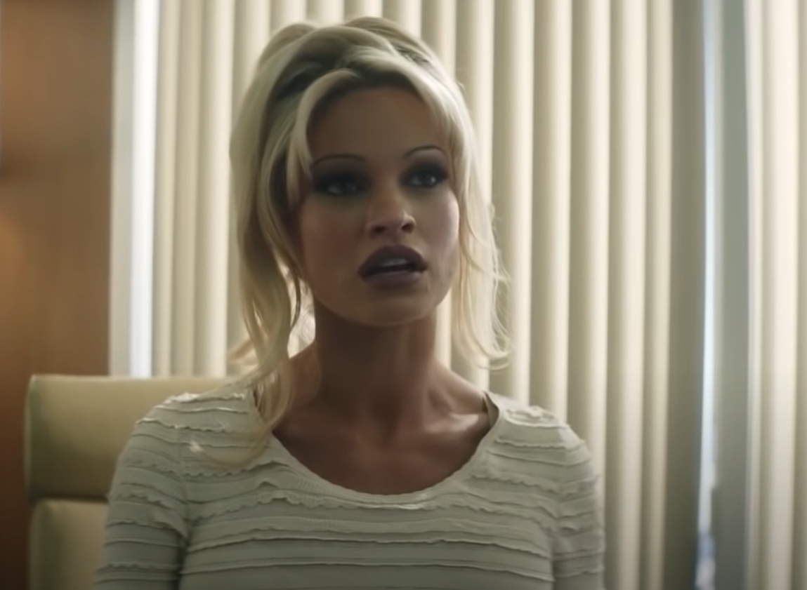 Screenshot of Lily James as Pamela Anderson - from Pam & Tommy (2022)