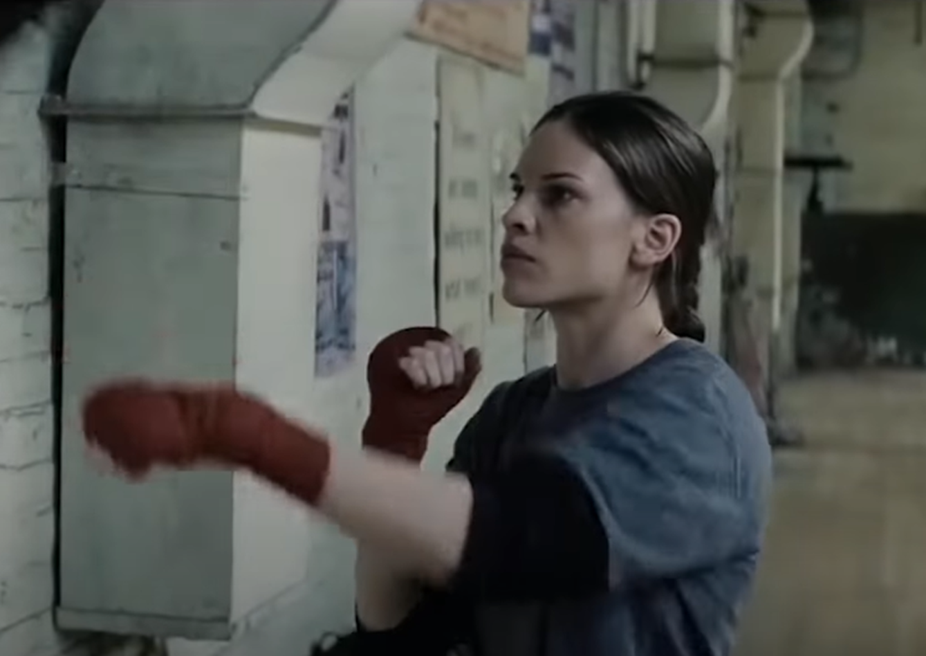 Screenshot of Hilary Swank as Maggie Fitzgerald - from Million Dollar Baby (2004)
