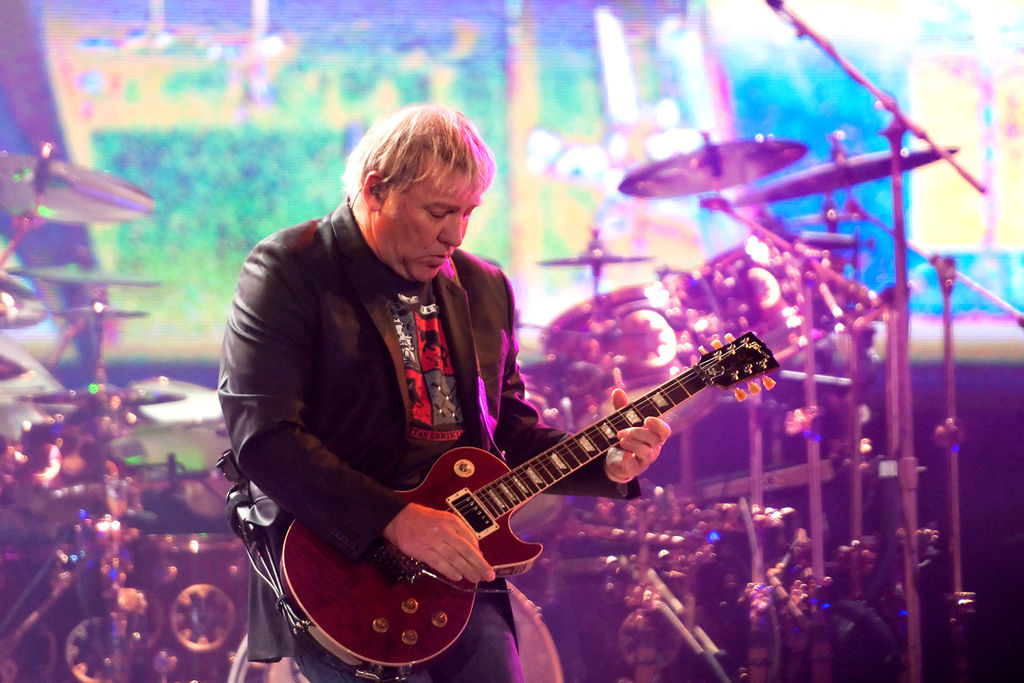 Alex Lifeson from the band Rush playing on the 2010–2011 Time Machine Tour