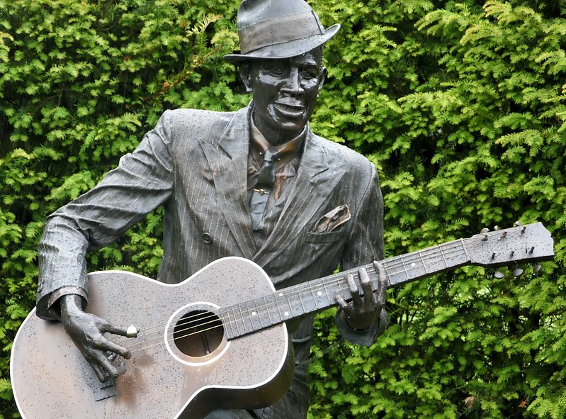 Bronze Statue of Robert Johnson an American blues musician and songwriter