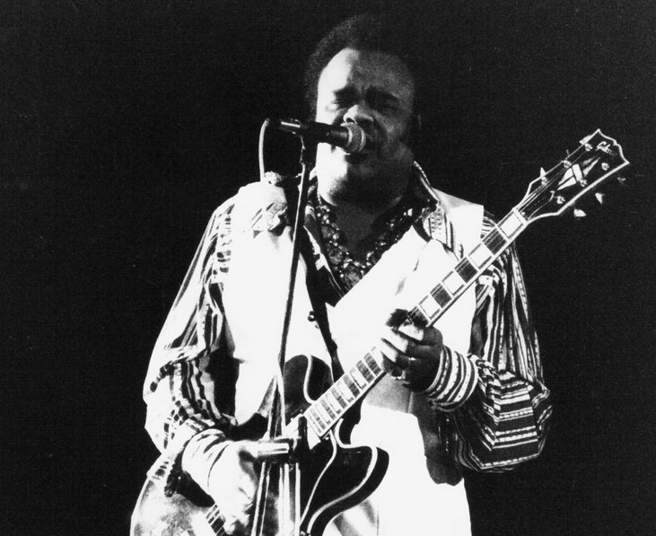 Grayscale Portrait Photo of the Blues guitarist Freddie King