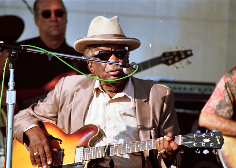 John Lee Hooker performing at the Long Beach Blues Festival