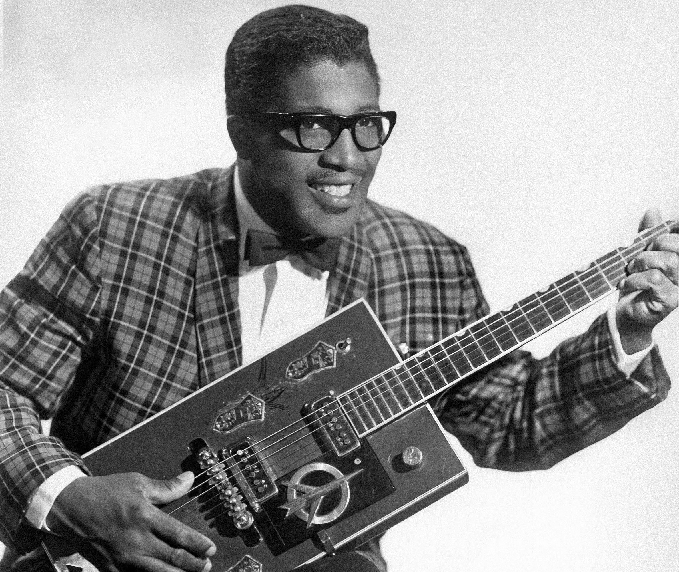 Publicity portrait of American blues musician Bo Diddley