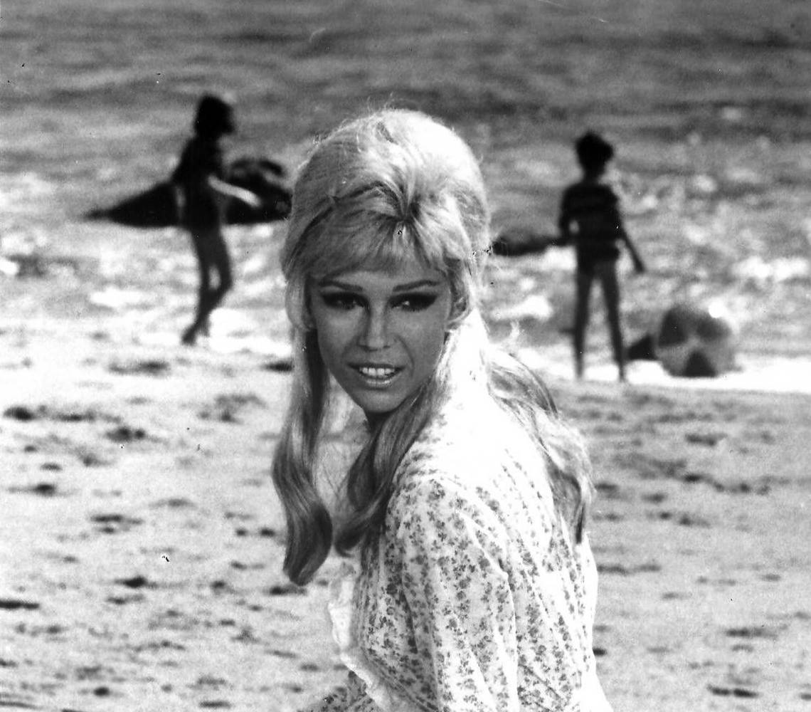 Grayscale Portrait Photo of Nancy Sinatra