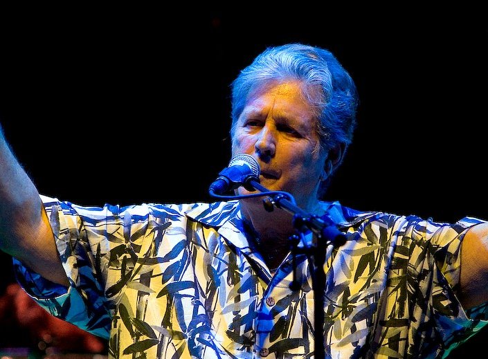 Portrait Photo of Brian Wilson performing on stage