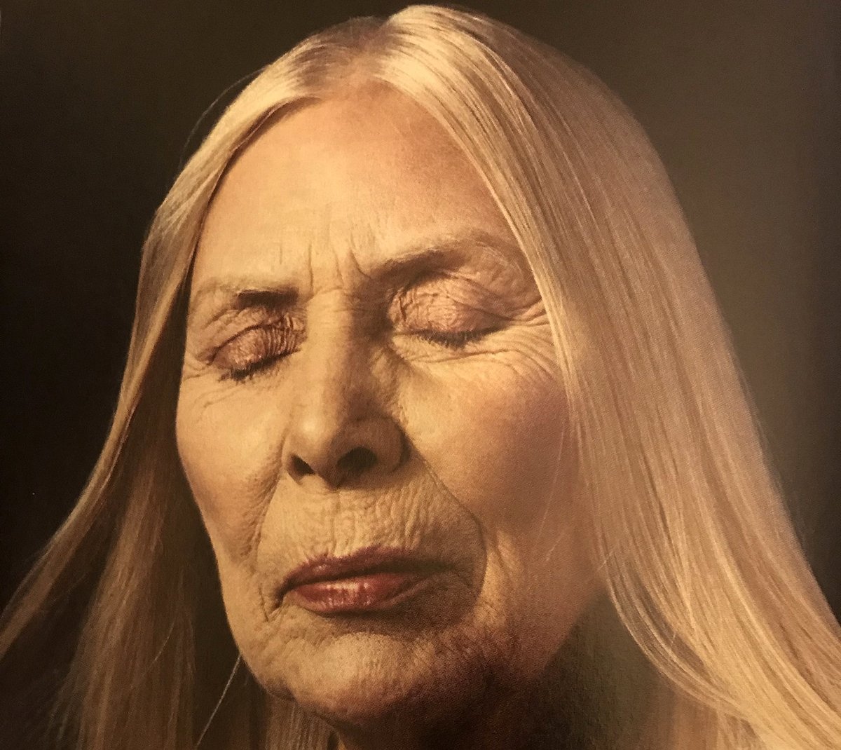 Portrait Photo of Joni Mitchell with her eyes closed