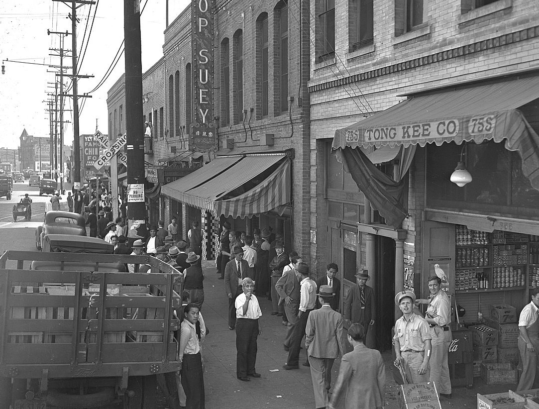 Crowds Gather In 700-Block North Alameda In Los Angeles, California 1938