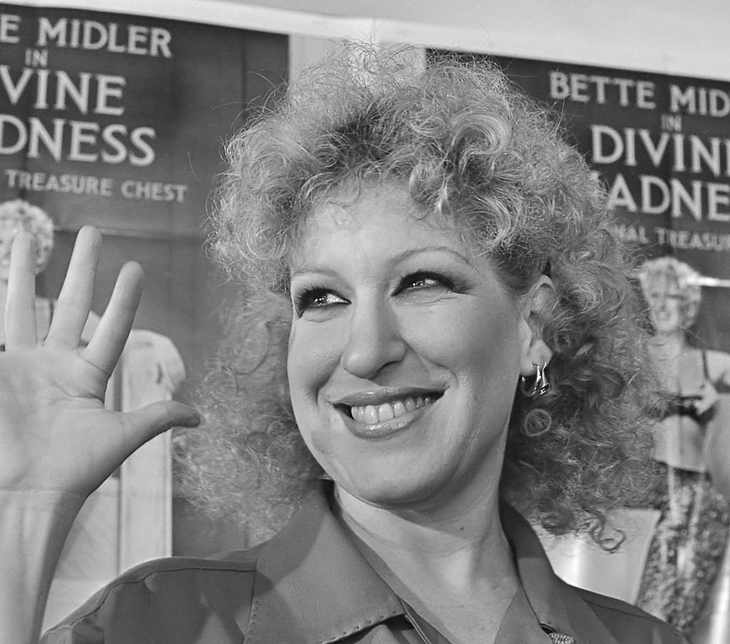 Grayscale Portrait Photo of Bette Midler