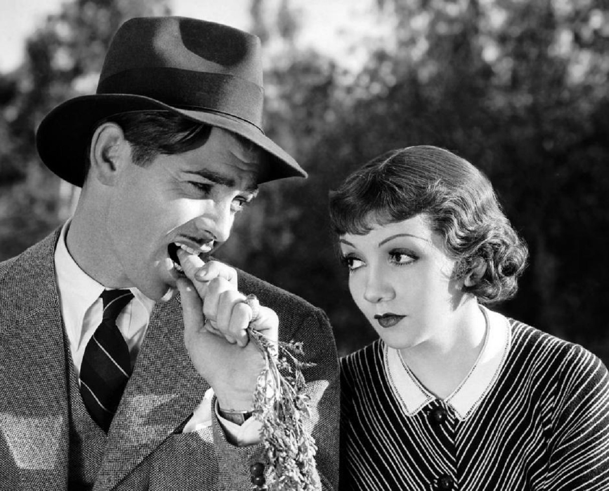 Clark Gable and Claudette Colbert in It Happened One Night (1934) publicity still.