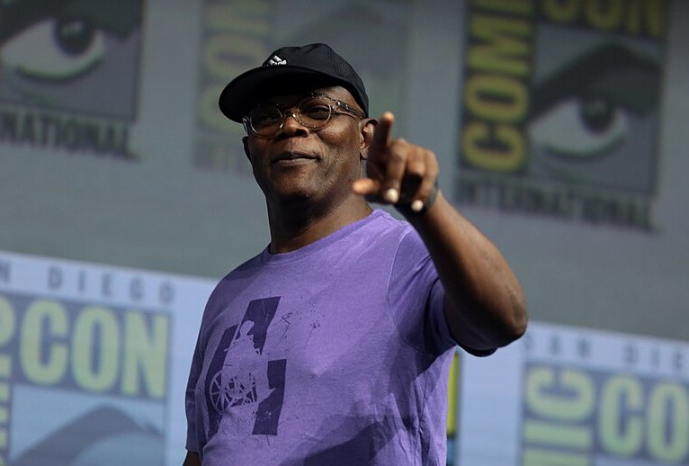Samuel L. Jackson speaking at the 2018 San Diego Comic Con International