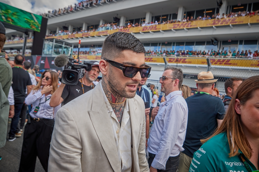 Zayn Malik in gray jacket