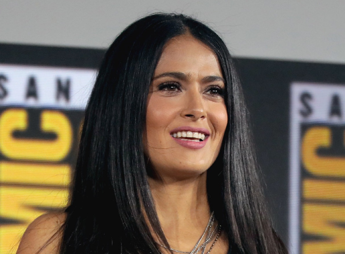 Salma Hayek speaking at the 2019 San Diego Comic Con International,
