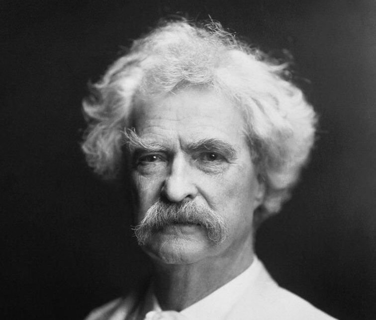 Grayscale portrait Photo of the American writer Mark Twain