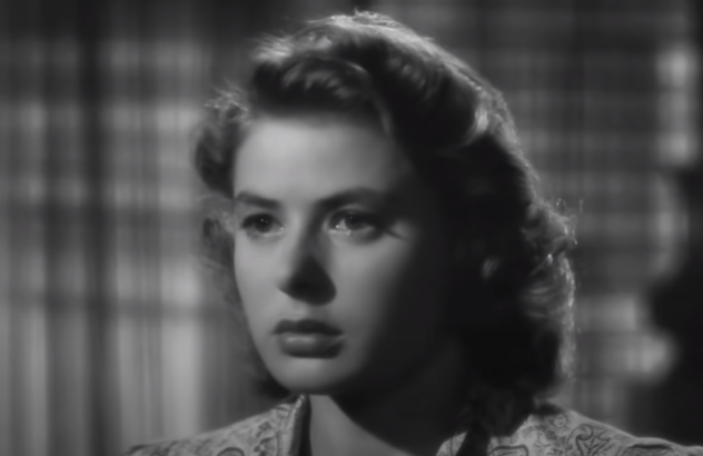 Ingrid Bergman in Casablanca wearing colorful shirt