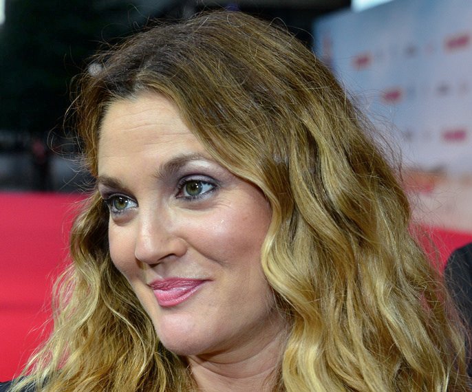 Drew Barrymore on the red carpet at the premiere of the new movie Blended
