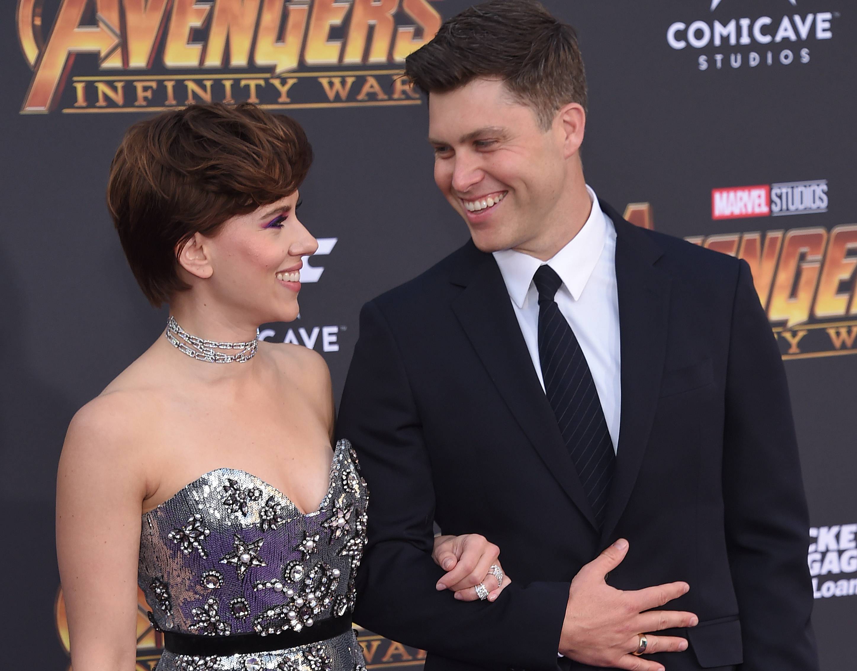 Scarlett Johansson and Colin Jost at 'Avengers: Infinity War' World Premiere