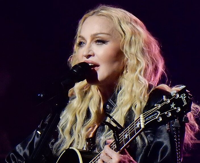 Portrait Photo of Madonna Performing on stage in London