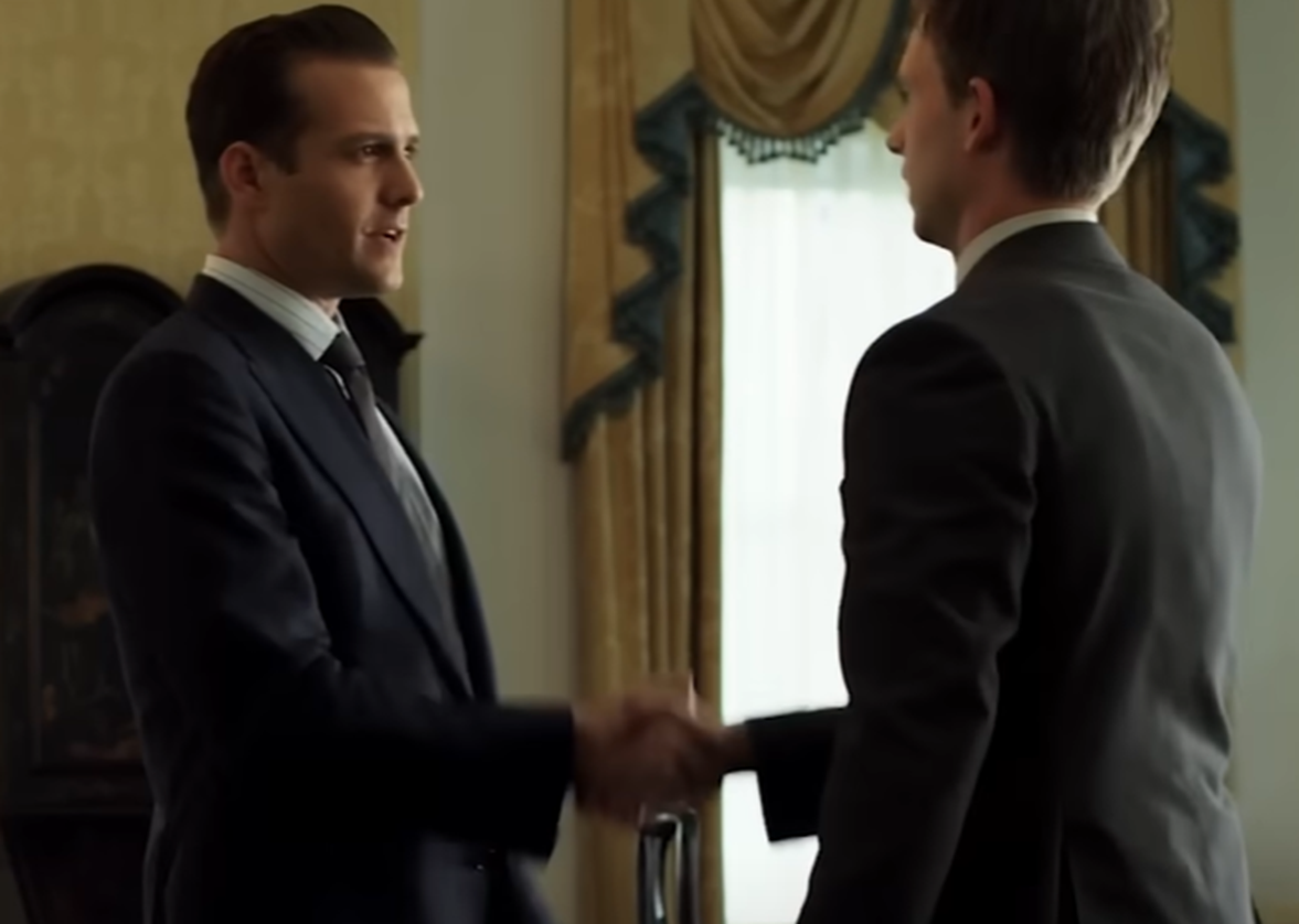 Screenshot of Gabriel Macht and Patrick J. Adams from Suits (2011-19)