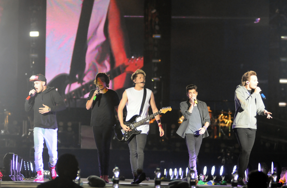 Members of the band One Direction during a show in the city of Rio de Janeiro
