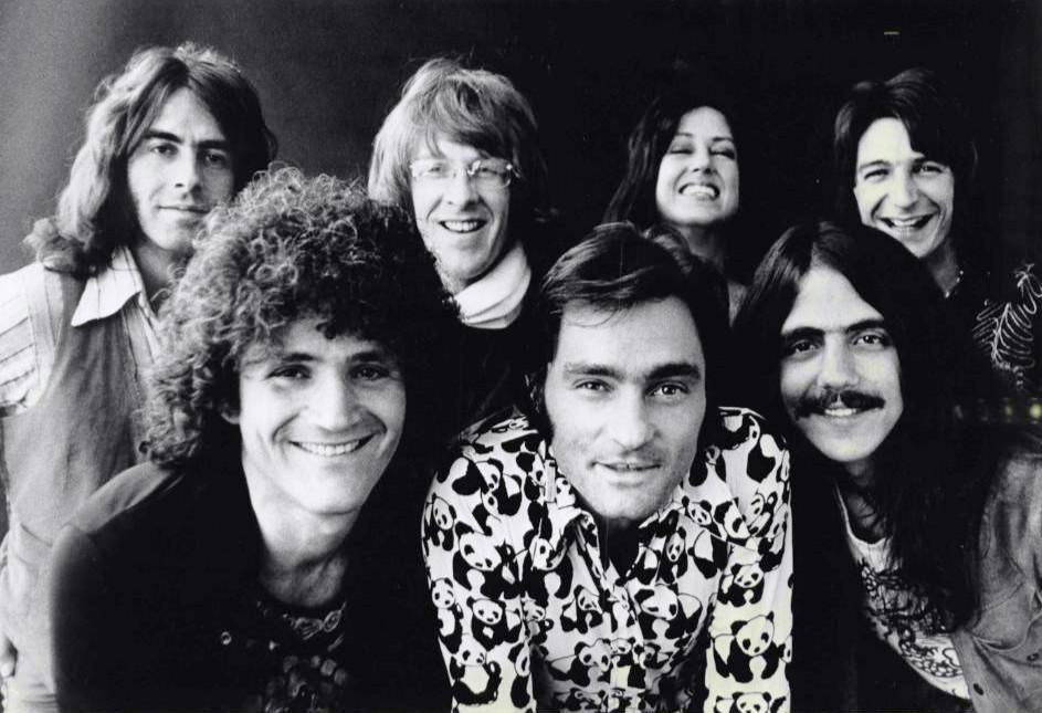 Grayscale Photo of Jefferson Starship in 1976