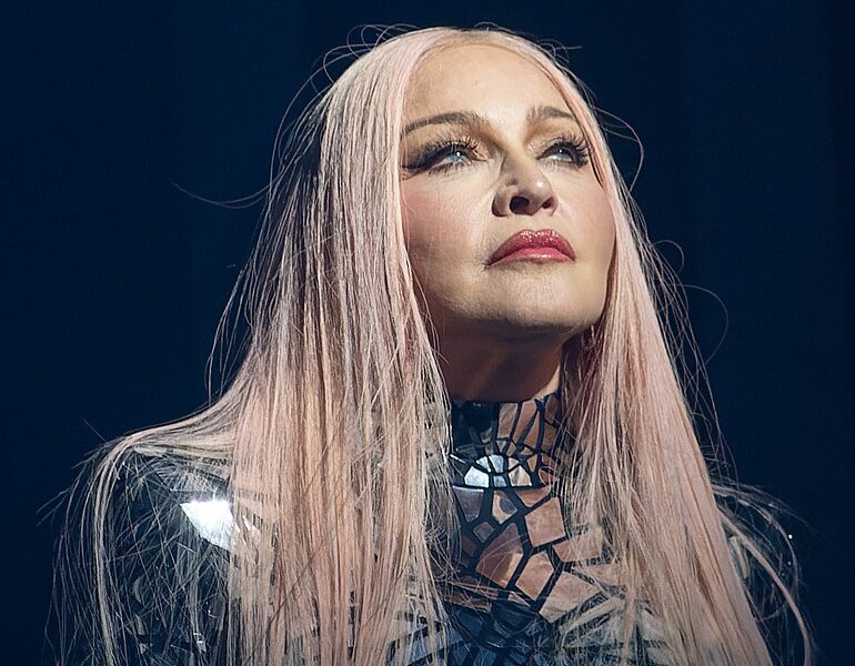 Portrait Photo of Madonna in dark outfit