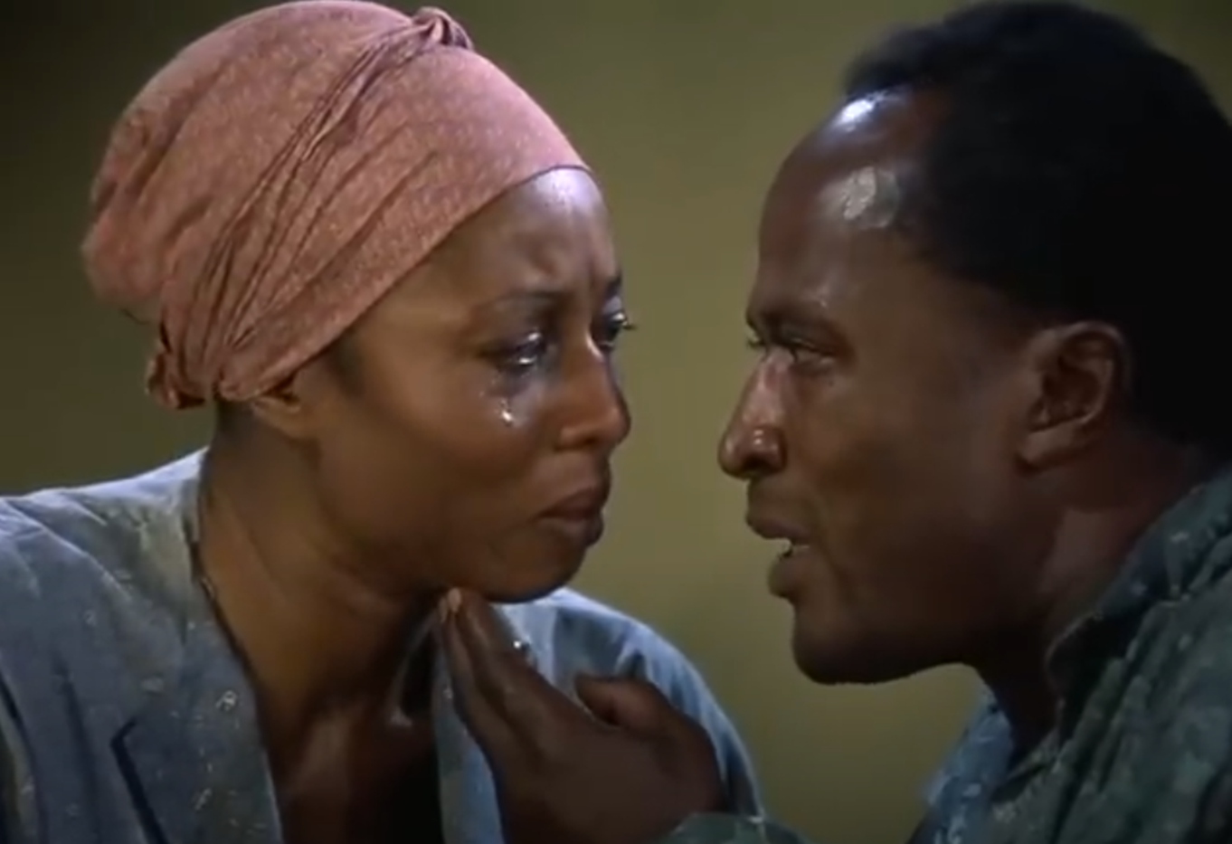 Screenshot of John Amos and Madge Sinclair from Roots (1977)
