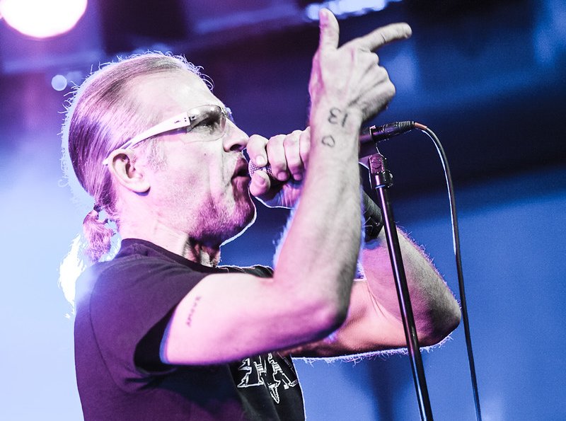 Portrait Photo of Men Without Hats singer Ivan Doroschuk on stage