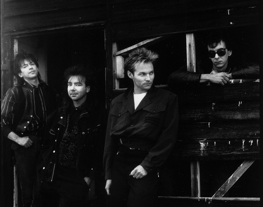 Grayscale Portrait Photo of Cutting Crew Band