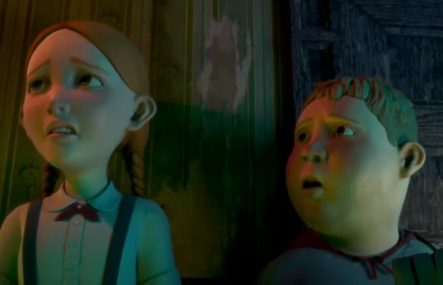 A screenshot of the movie Monster House
