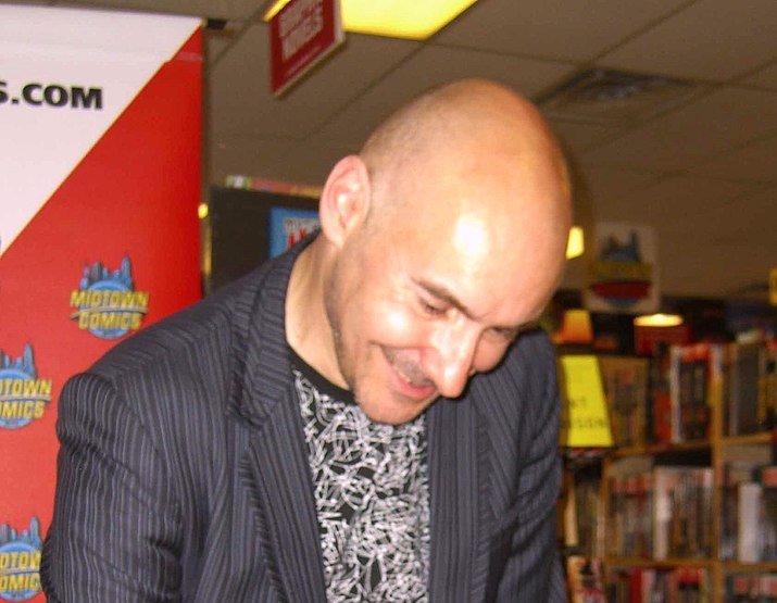 Writer Grant Morrison at a July 19, 2011 signing at Midtown Comics Grand Central