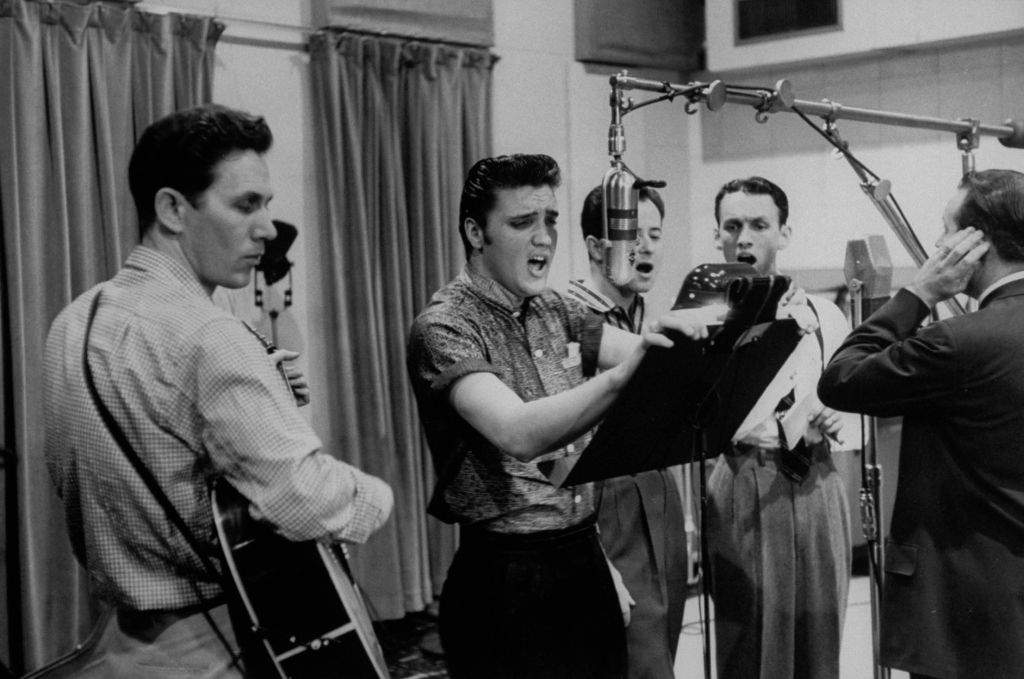 Elvis Presley while recording
